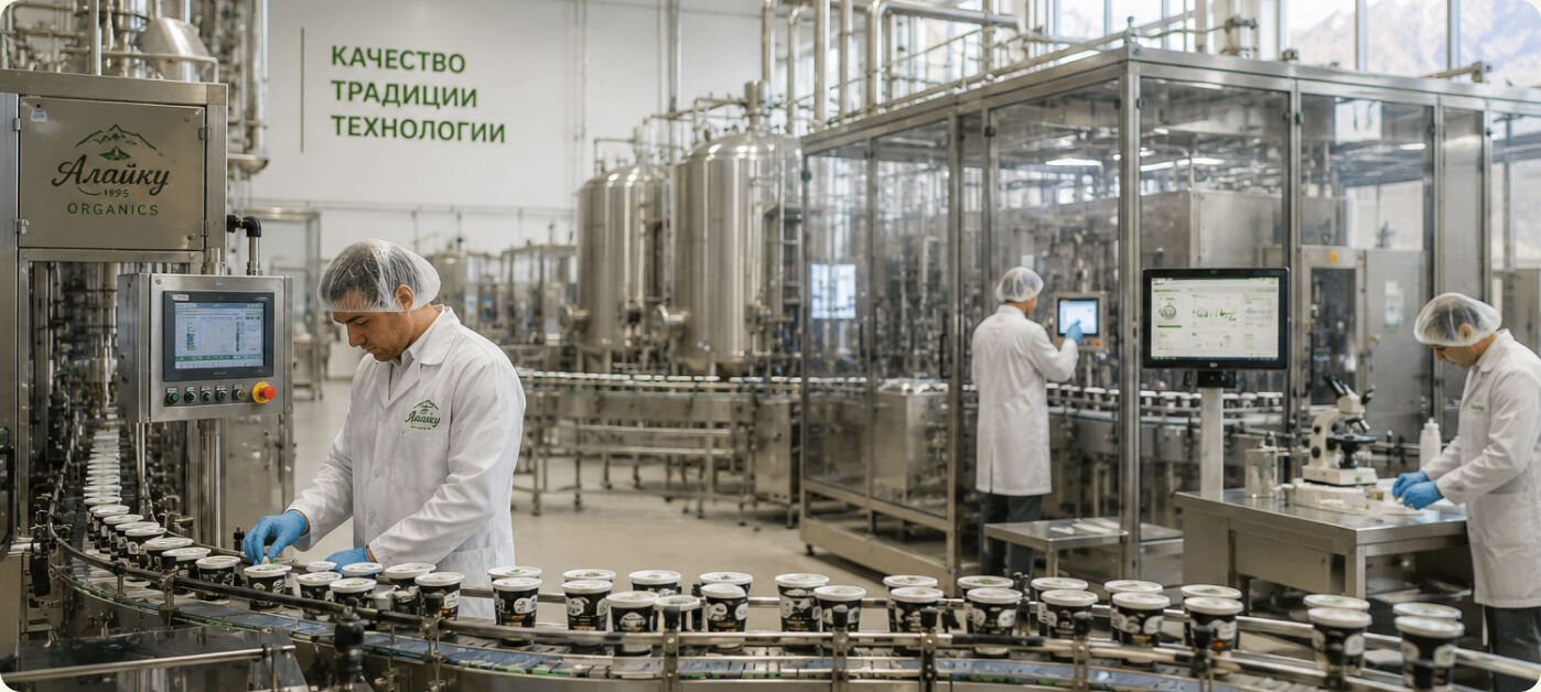 Производственная линия розлива молока Технополиса Алайку